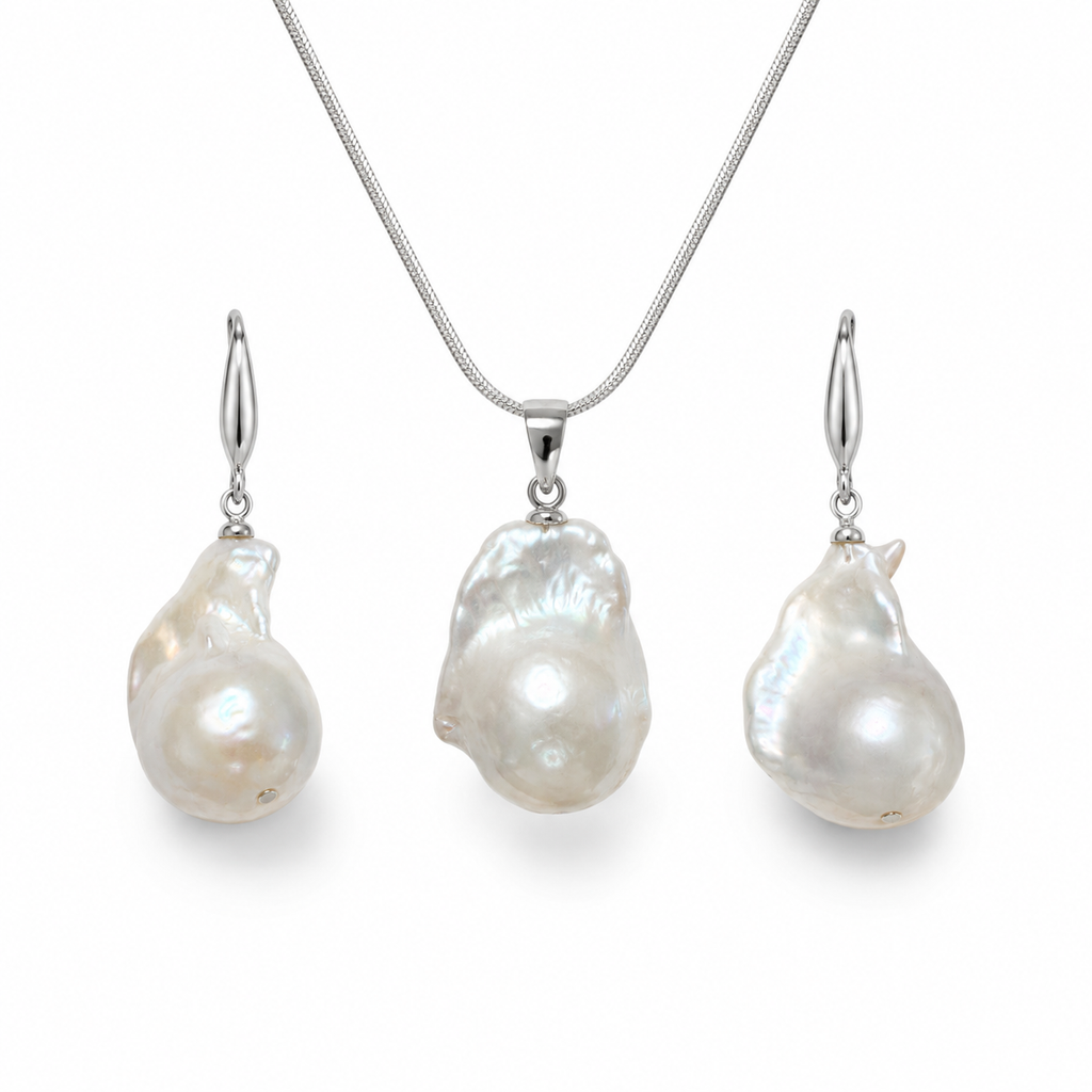 White South Sea Baroque Pearl Set