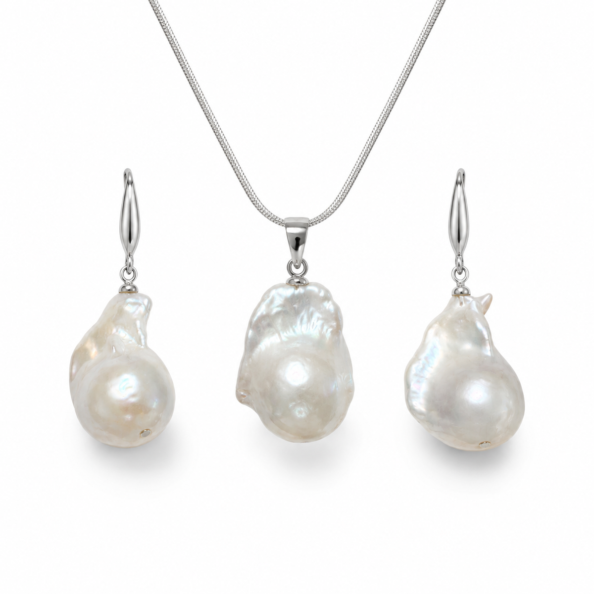 White South Sea Baroque Pearl Set