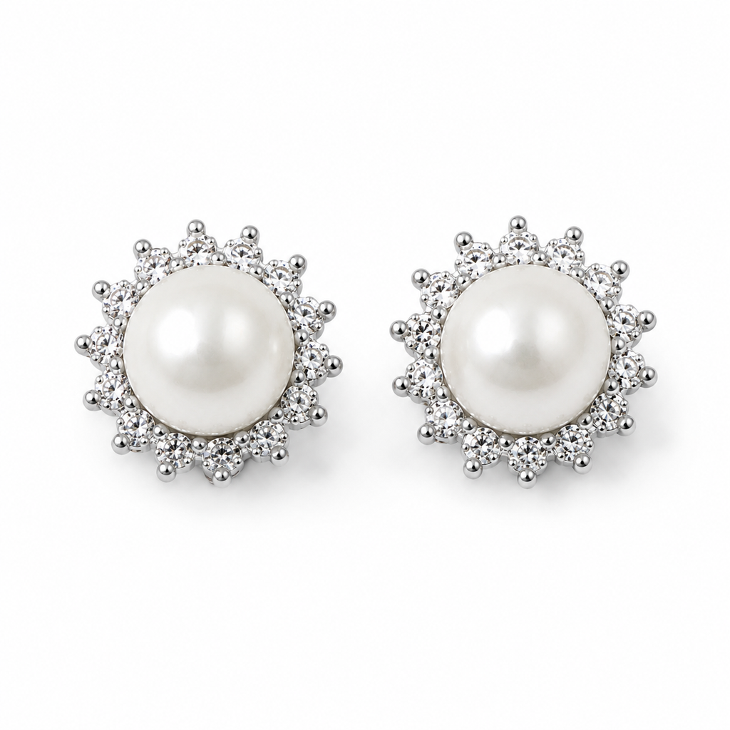 Freshwater Pearl & Moissanite Silver Set