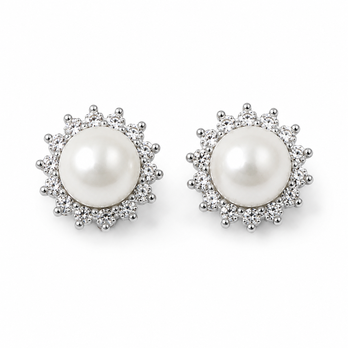 Freshwater Pearl & Moissanite Silver Set