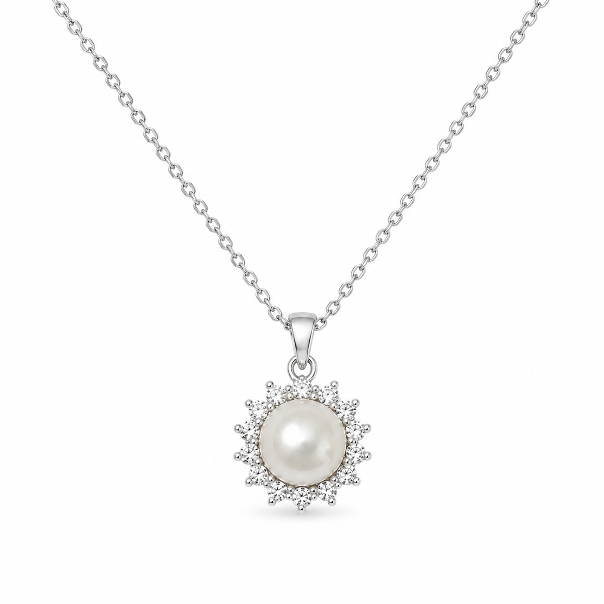 Freshwater Pearl & Moissanite Silver Set