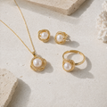 Freshwater Pearl & Moissanite Gold-Plated Set