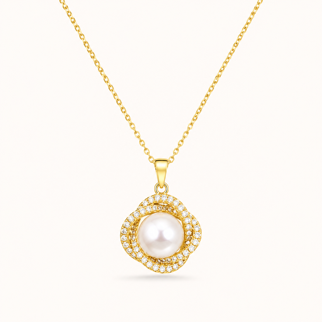 Freshwater Pearl & Moissanite Gold-Plated Set