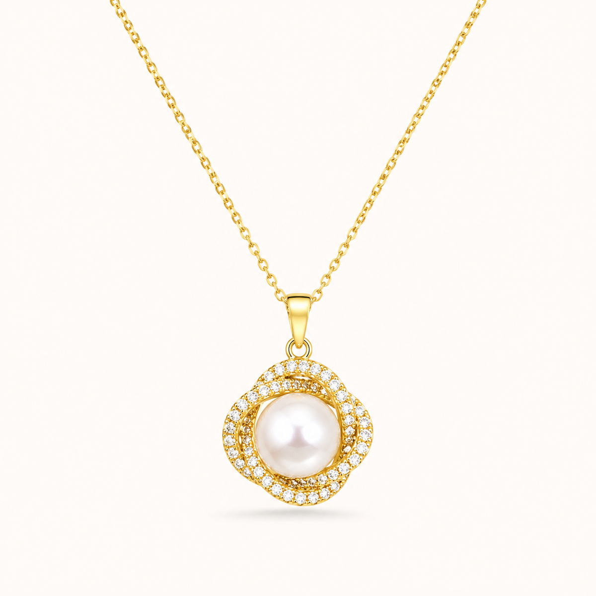 Freshwater Pearl & Moissanite Gold-Plated Set