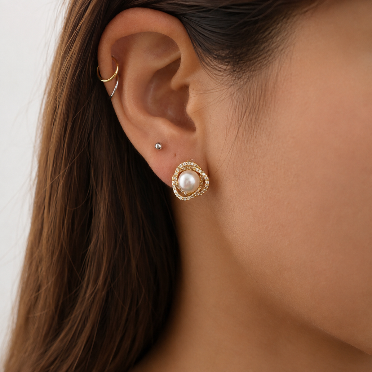 Freshwater Pearl & Moissanite Gold-Plated Set