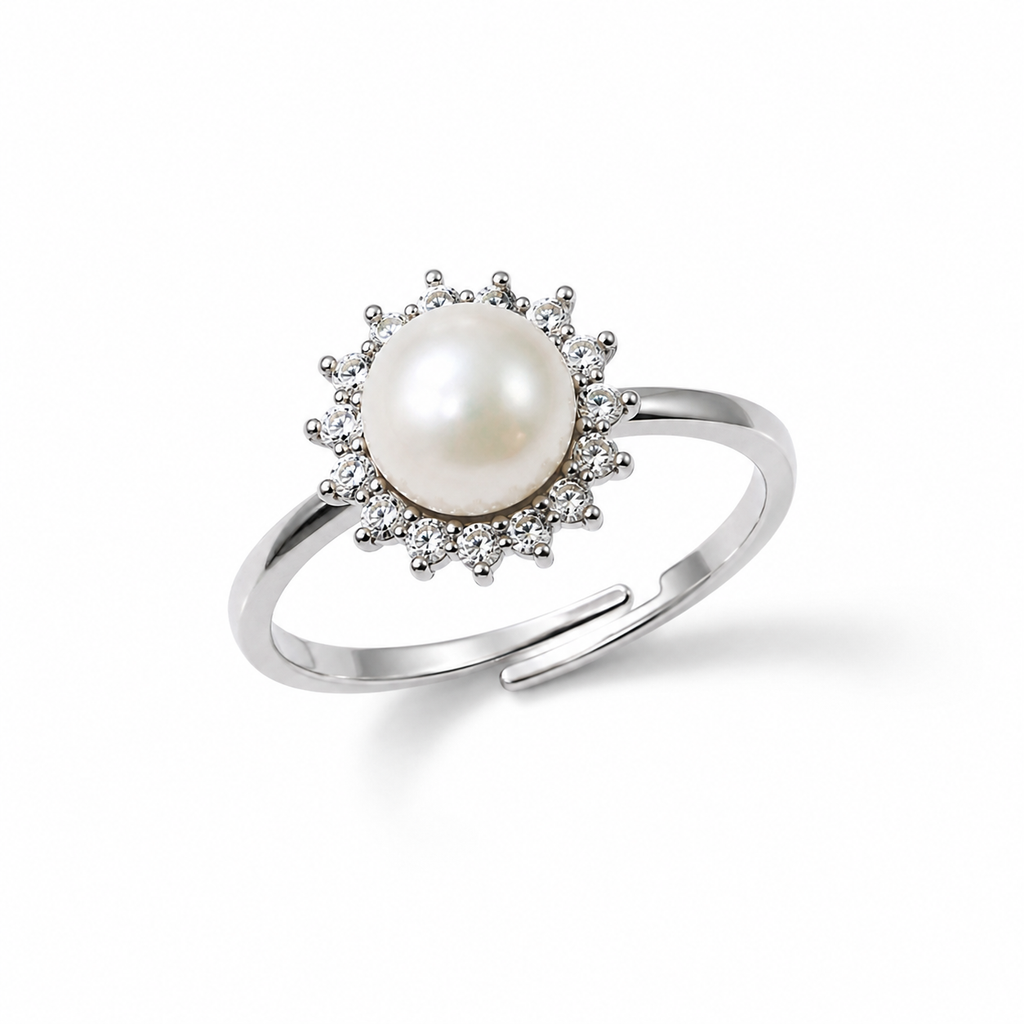 Freshwater Pearl & Moissanite Silver Set