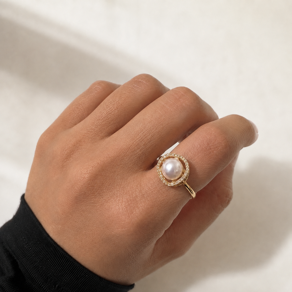 Freshwater Pearl & Moissanite Gold-Plated Set