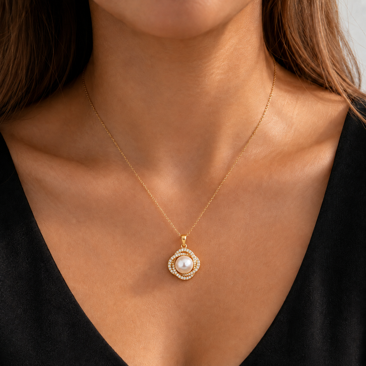 Freshwater Pearl & Moissanite Gold-Plated Set